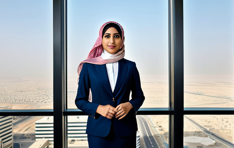 Modern Saudi Businesswoman**

"A professional Saudi businesswoman in a modern, modest business suit, standing in a high-rise office overlooking Riyadh, fully clothed, appropriate attire, safe for work, perfect anatomy, natural proportions, professional lighting, high quality, family-friendly."

**