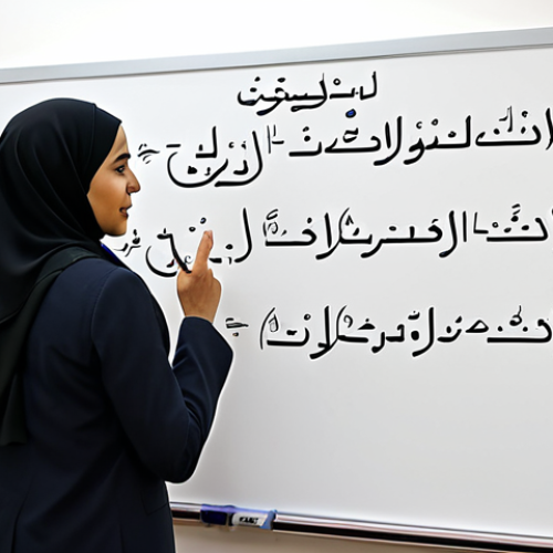 **

"A professional language tutor, fully clothed in modest attire, teaching Arabic pronunciation using a whiteboard with Arabic letters and phonetic symbols. Modern classroom setting, safe for work, appropriate content, perfect anatomy, natural proportions, well-formed hands, proper finger count, professional."

**